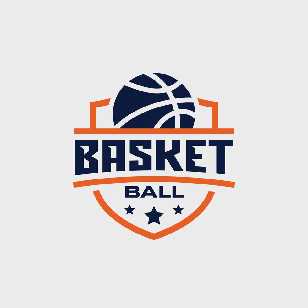 Ilustración de vector de diseño de logotipo de emblema de equipo de baloncesto