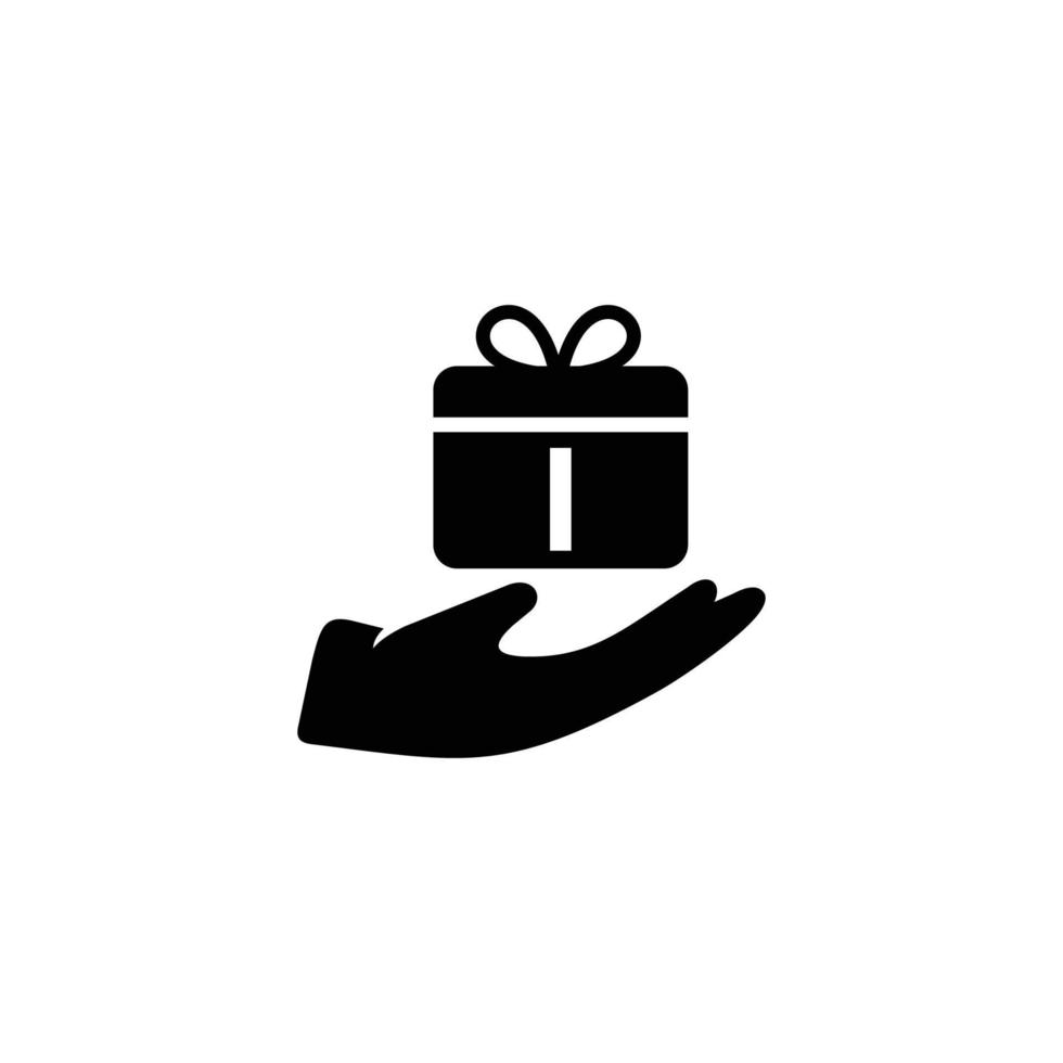 Hand holding gift simple flat icon vector