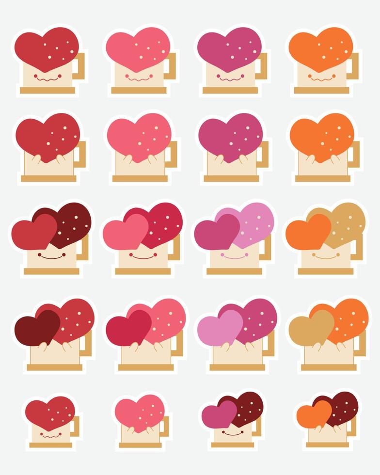 Valentine day stickers and elements, Love Sticker, Planner Stickers, Scrapbook Stickers. vector