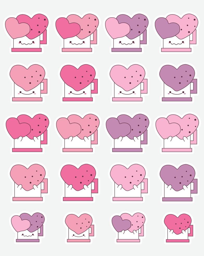 Valentine day stickers and elements, Love Sticker, Planner Stickers, Scrapbook Stickers. vector