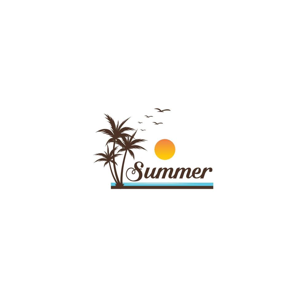 logotipo de la isla de verano palmera blanca vector