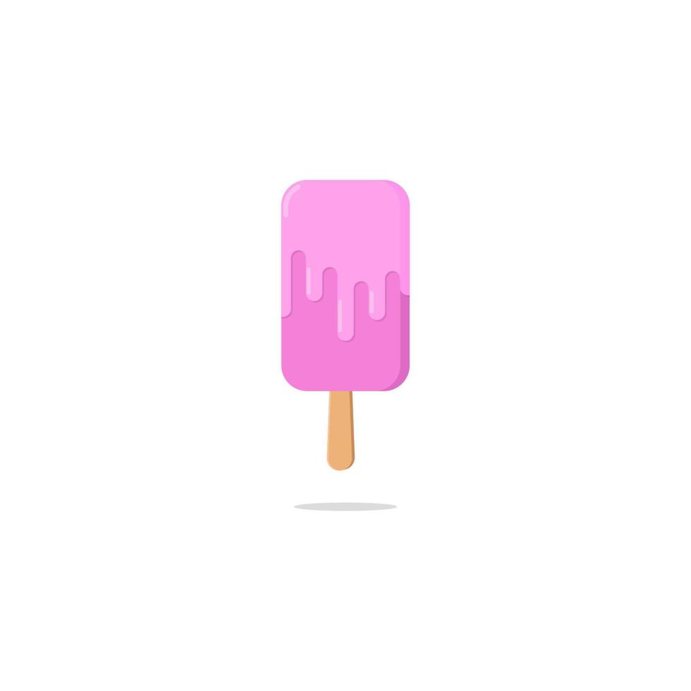 sweet strawberry stick ice cream melted vector design isolated white background