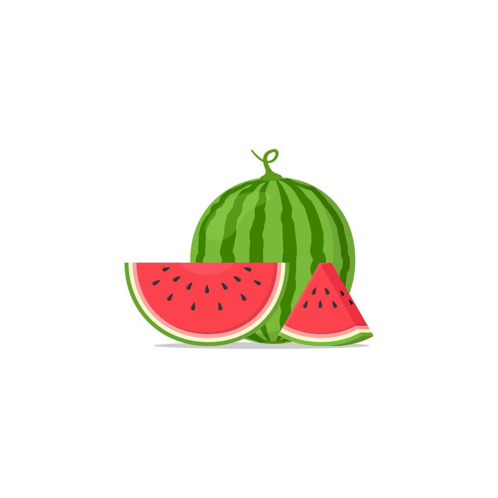 flat design fresh watermelon with isolated pieces of white background vector