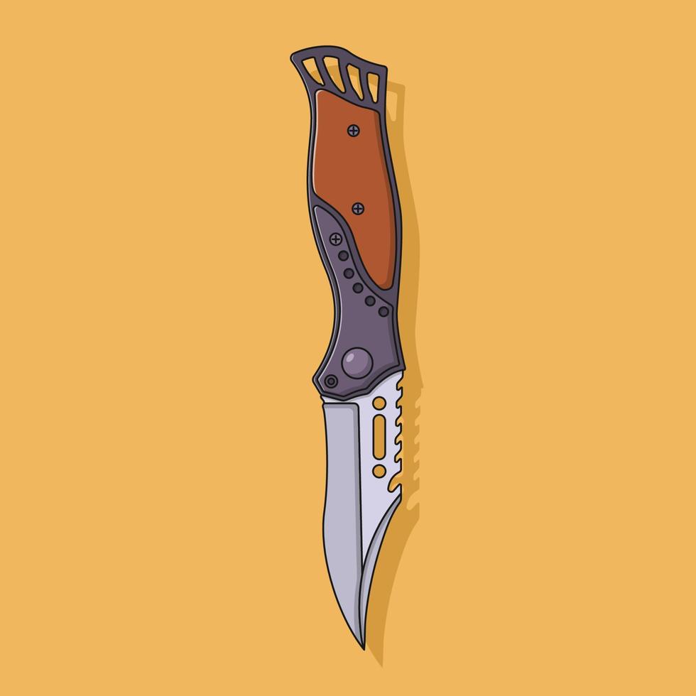 Survival Knife Vector Icon Illustration with Outline for Design Element, Clip Art, Web, Landing page, Sticker, Banner. Flat Cartoon Style