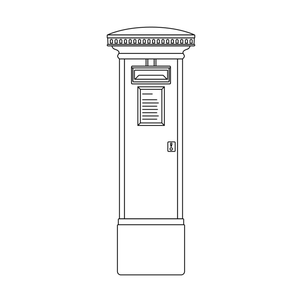 ilustración de icono de contorno de buzón sobre fondo blanco aislado vector