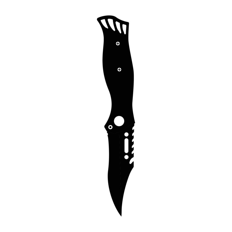 silueta de cuchillo de supervivencia. elemento de diseño de icono en blanco y negro sobre fondo blanco aislado vector