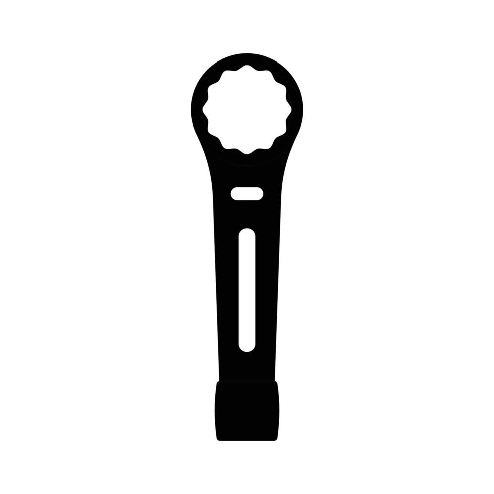 Wrench Silhouette. Black and White Icon Design Element on Isolated White Background vector