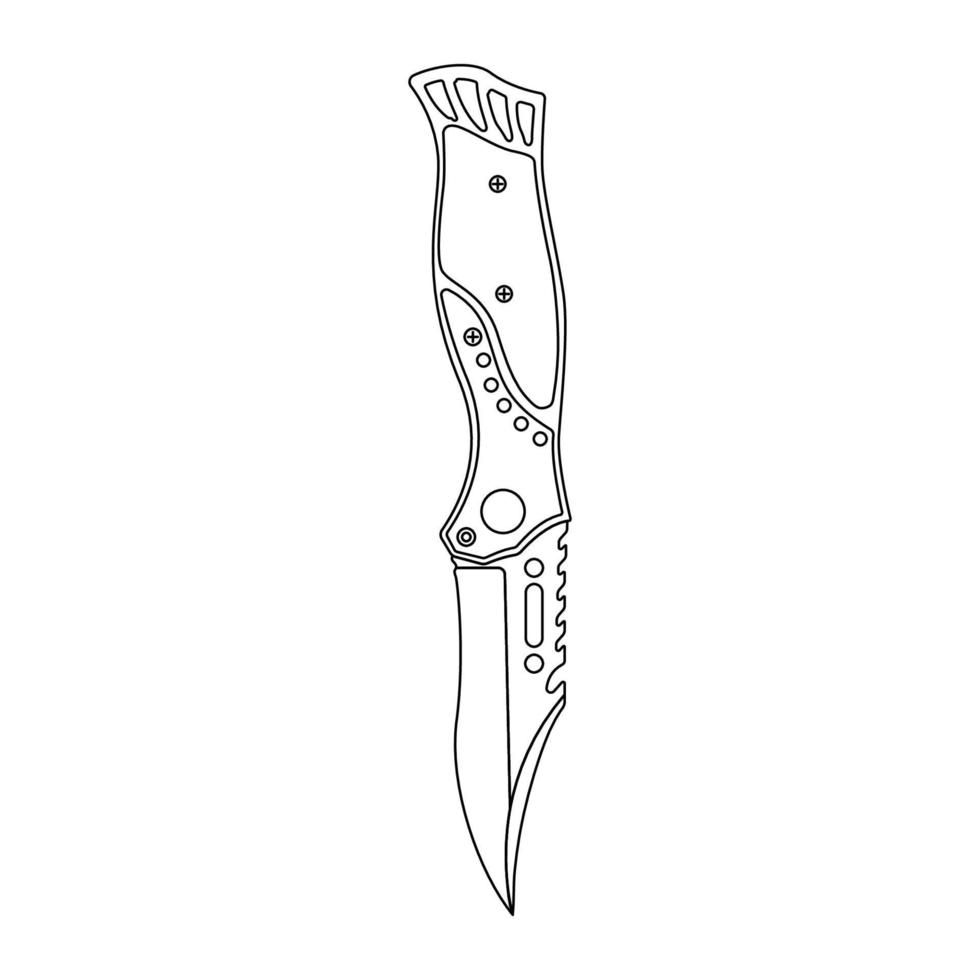 ilustración de icono de contorno de cuchillo de supervivencia sobre fondo blanco aislado vector