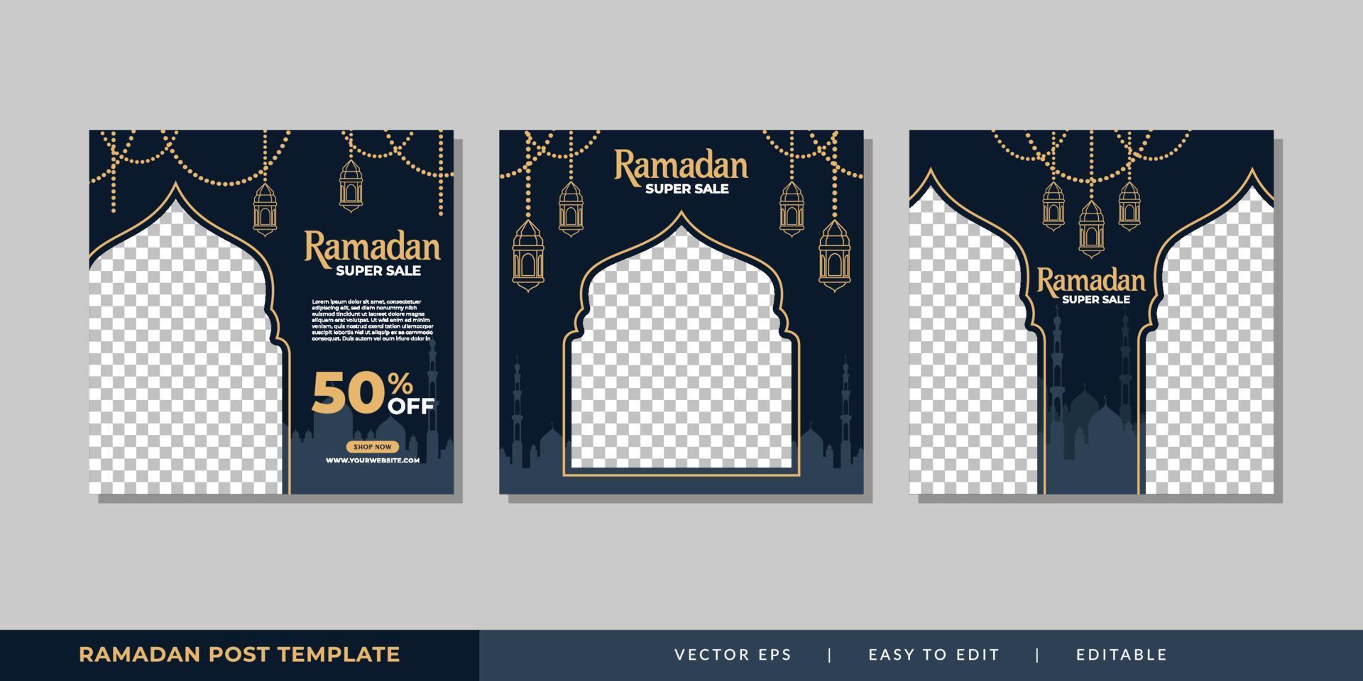 plantilla de publicación de redes sociales de venta de Ramadán vector