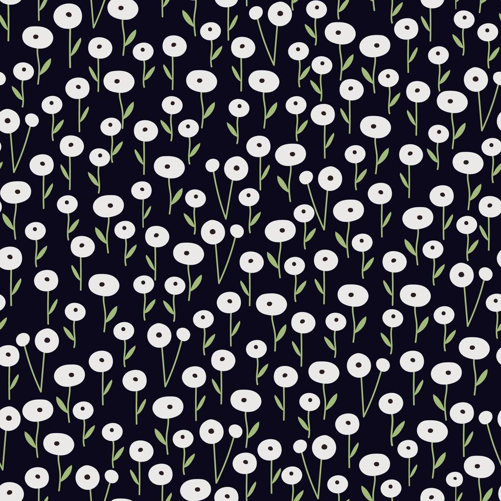 Dark seamless doodle floral pattern vector