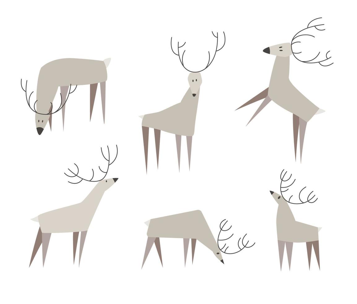 set of fancy deers vector