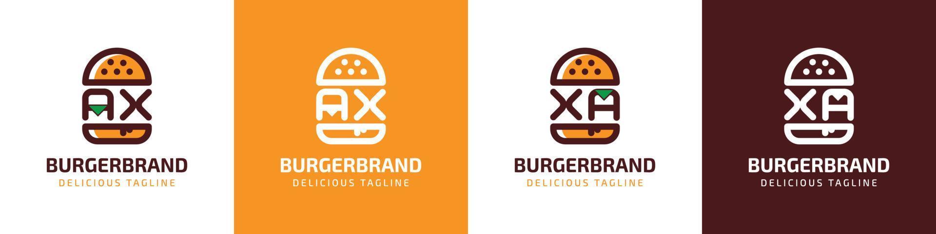 Letter AX and XA Burger Logo, suitable for any business related to burger with AX or XA initials. vector