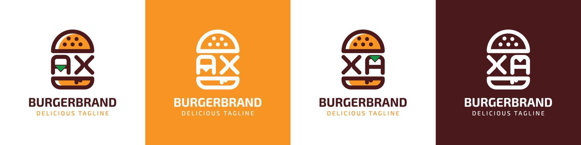 logo de letter ax y xa burger, adecuado para cualquier negocio relacionado con burger con ax o xa iniciales. vector