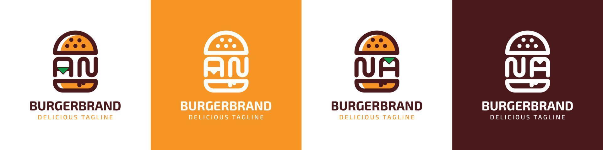 Letter AN and NA Burger Logo, suitable for any business related to burger with AN or NA initials. vector
