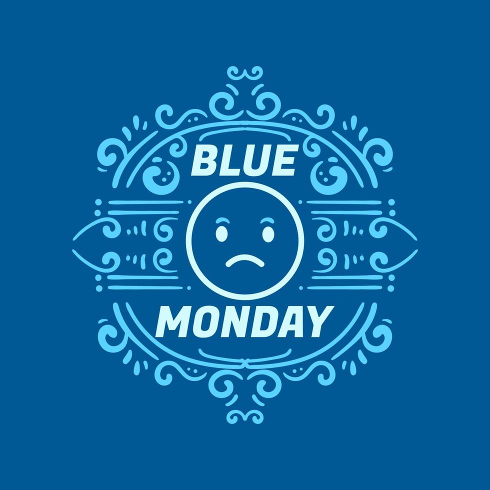 Blue Monday Lettering ornament vector