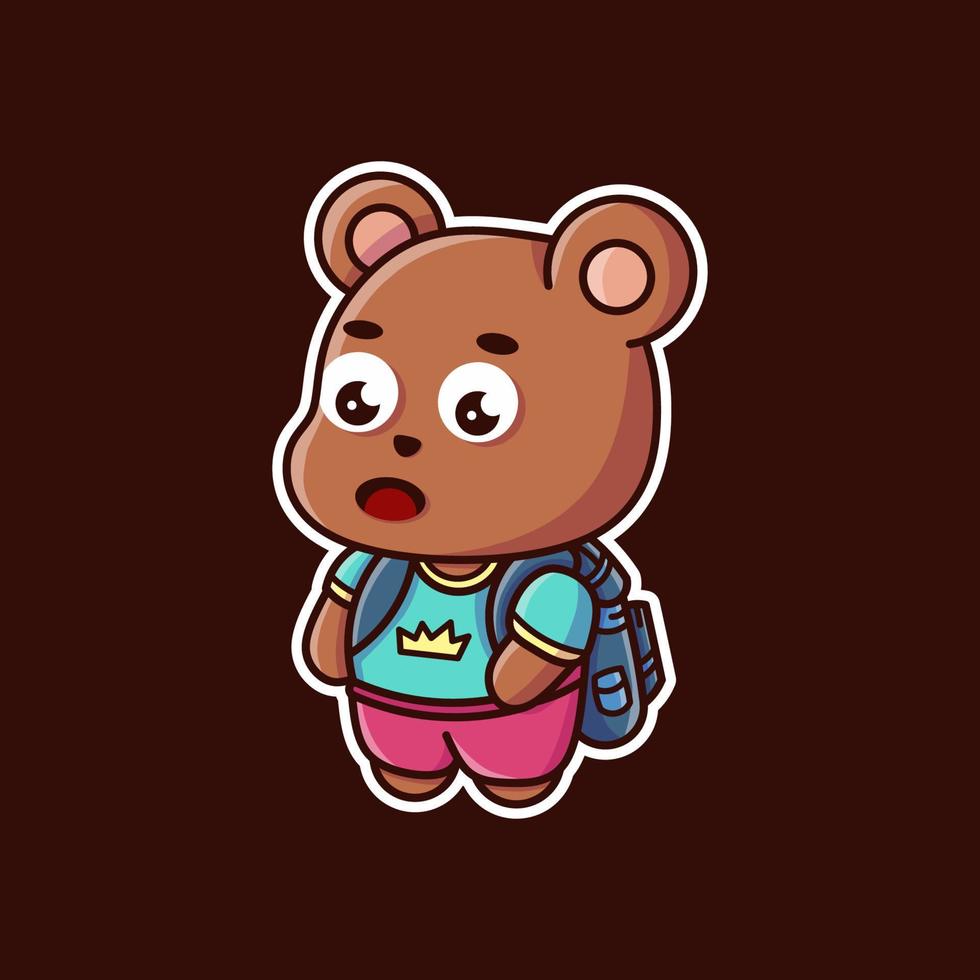 Bear with ransel vector