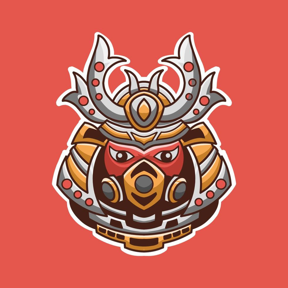 Samurai Mask Logo Sticker vector