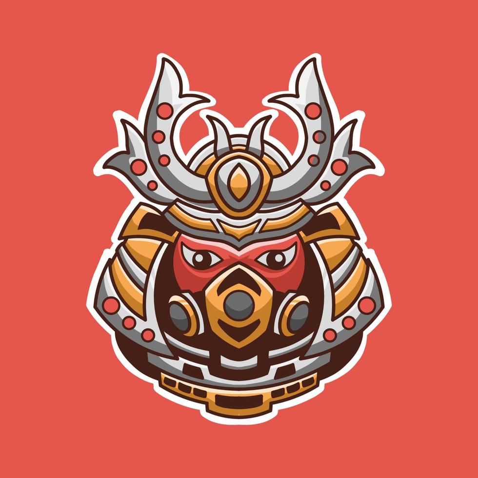 Samurai Mask Logo Sticker vector