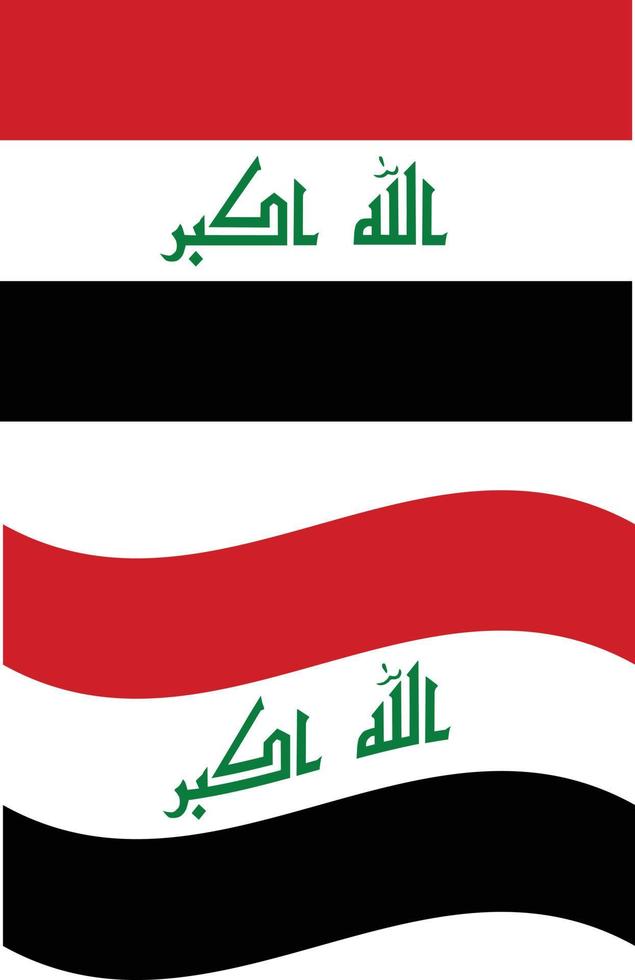 ondeando la bandera de Irak. bandera de irak sobre fondo blanco. estilo plano vector