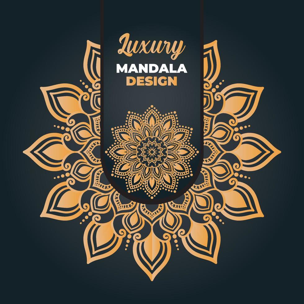 diseño de mandala ornamental y de boda de lujo y fondo islámico en color dorado vector