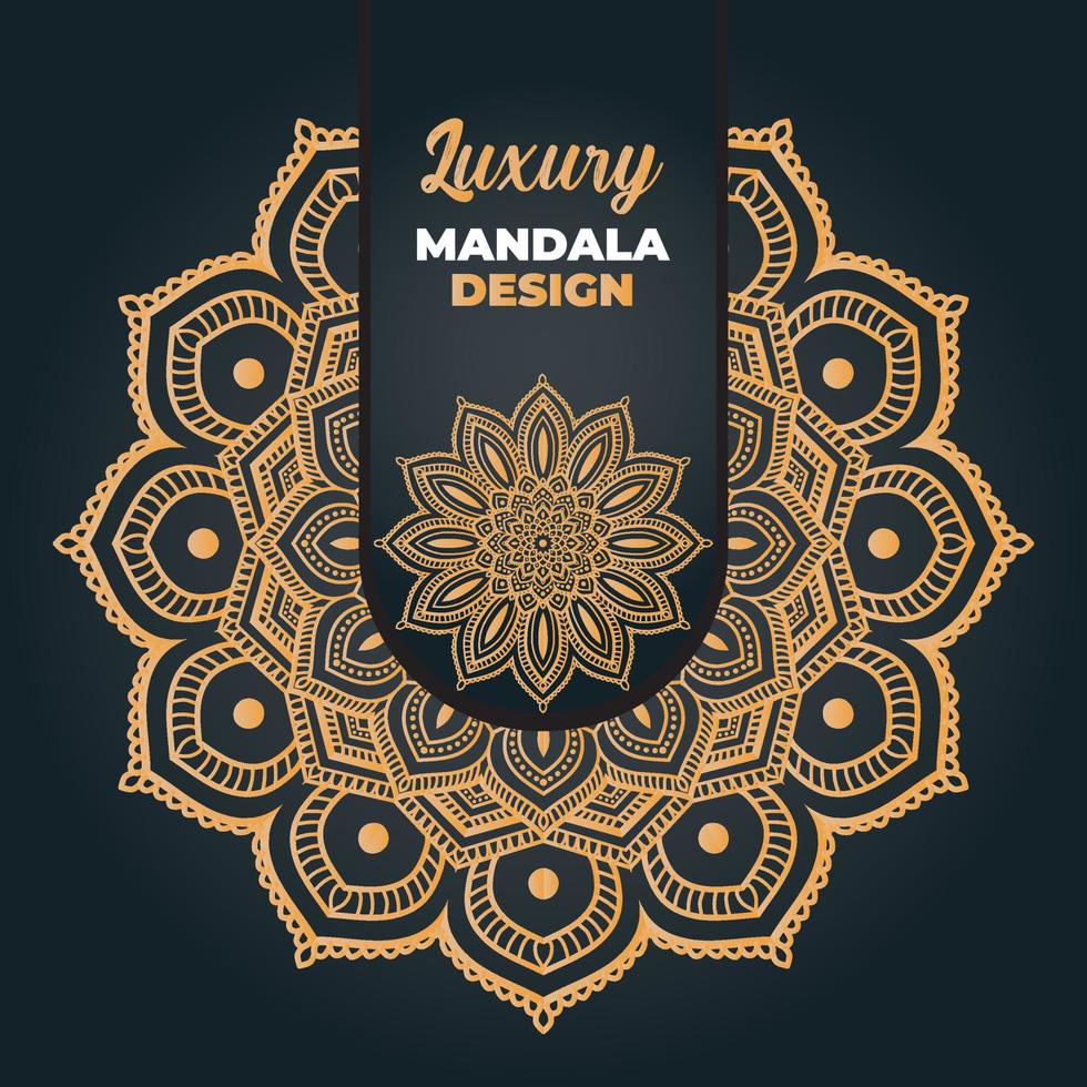 diseño de mandala ornamental y de boda de lujo y fondo islámico en color dorado vector