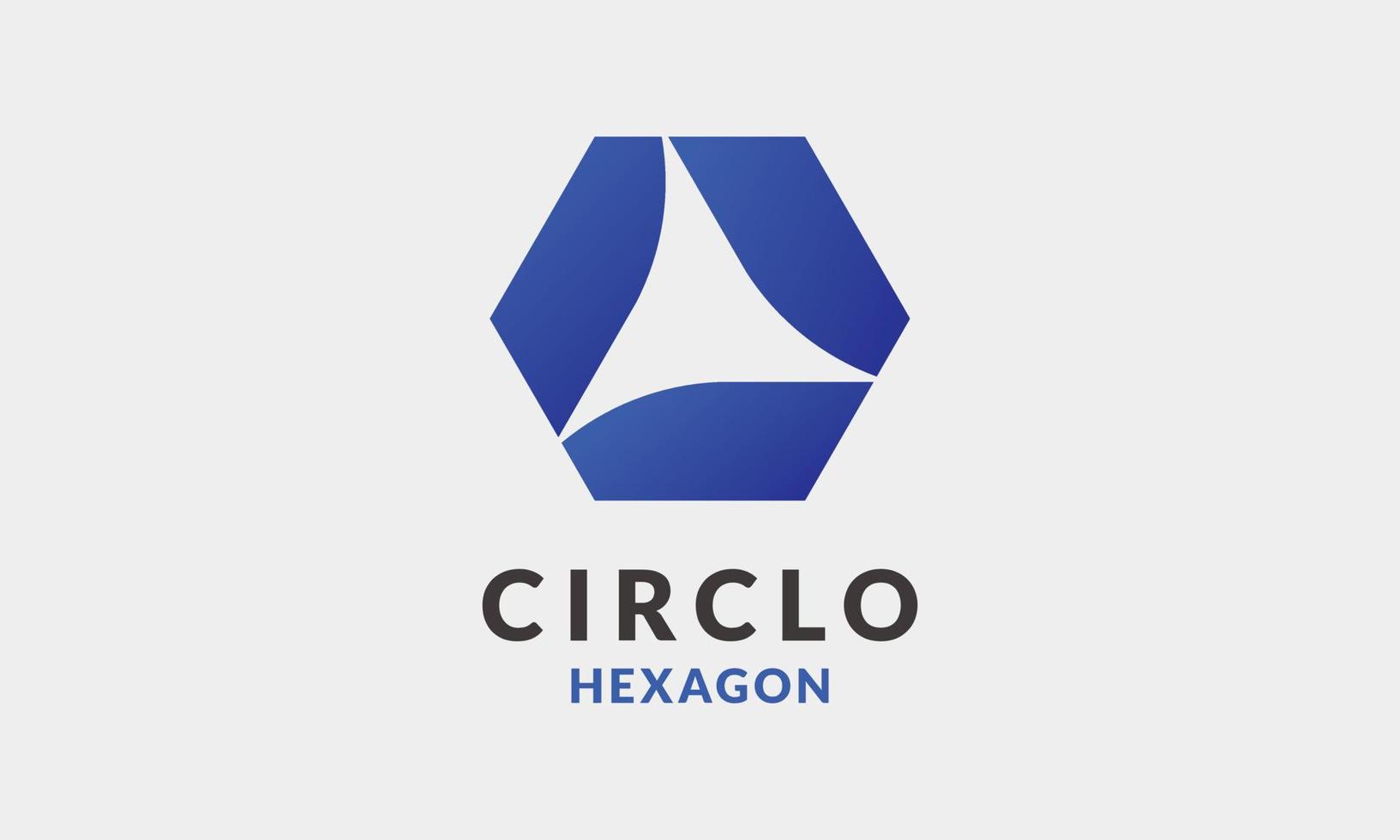 logo vector azul hexagonal elemento gráfico monocromo redondo