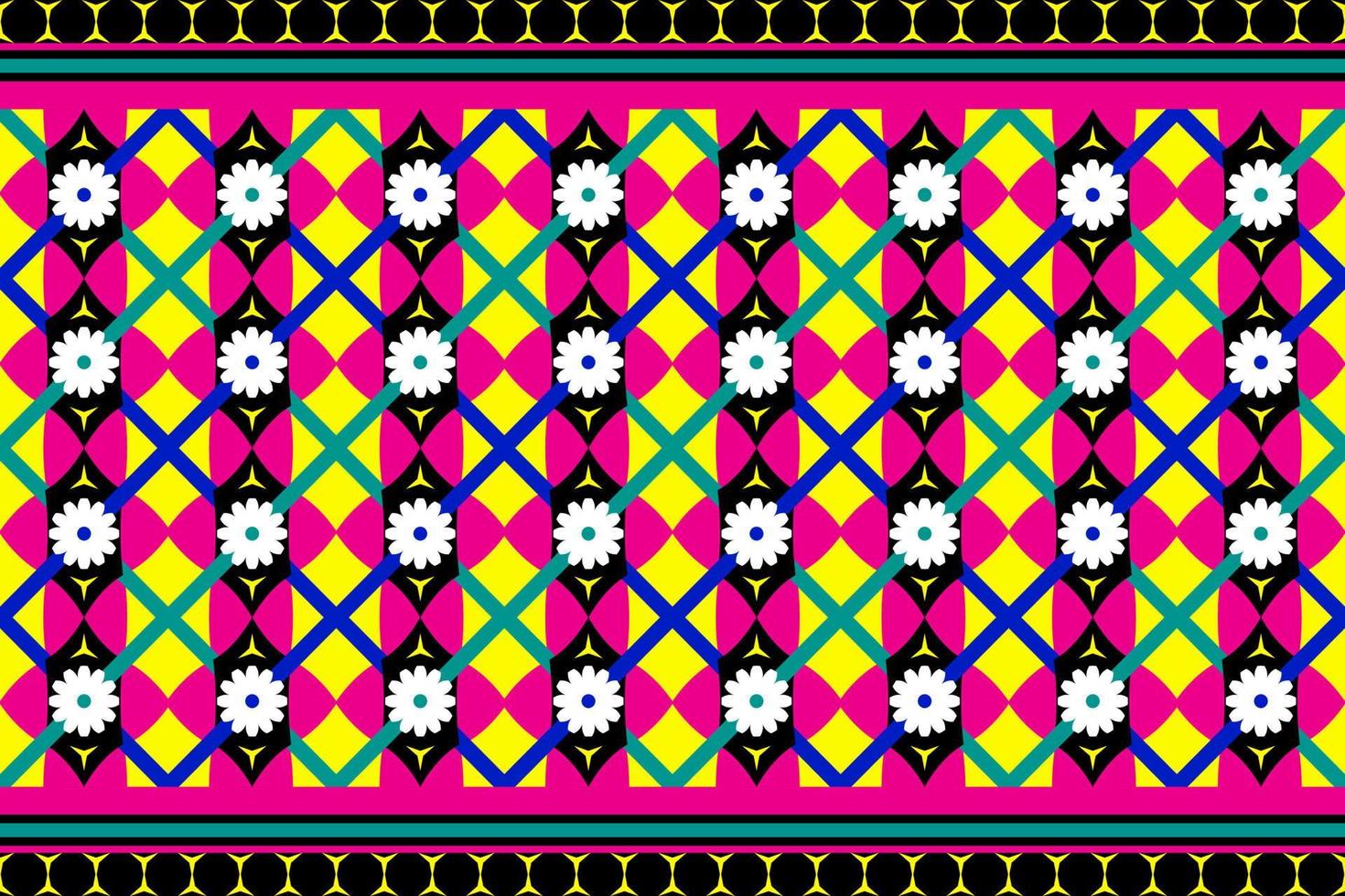 Colorful geometric ethnic seamless pattern design for wallpaper, background, fabric, curtain, carpet, clothing, and wrapping. vector