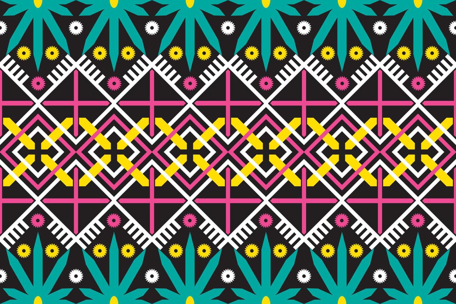 Colorful geometric ethnic seamless pattern designed for background, wallpaper, traditional clothing, carpet, curtain, and home decoration. vector
