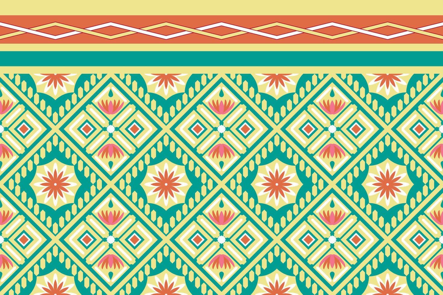 Colorful geometric ethnic seamless pattern design for wallpaper, background, fabric, curtain, carpet, clothing, and wrapping. vector