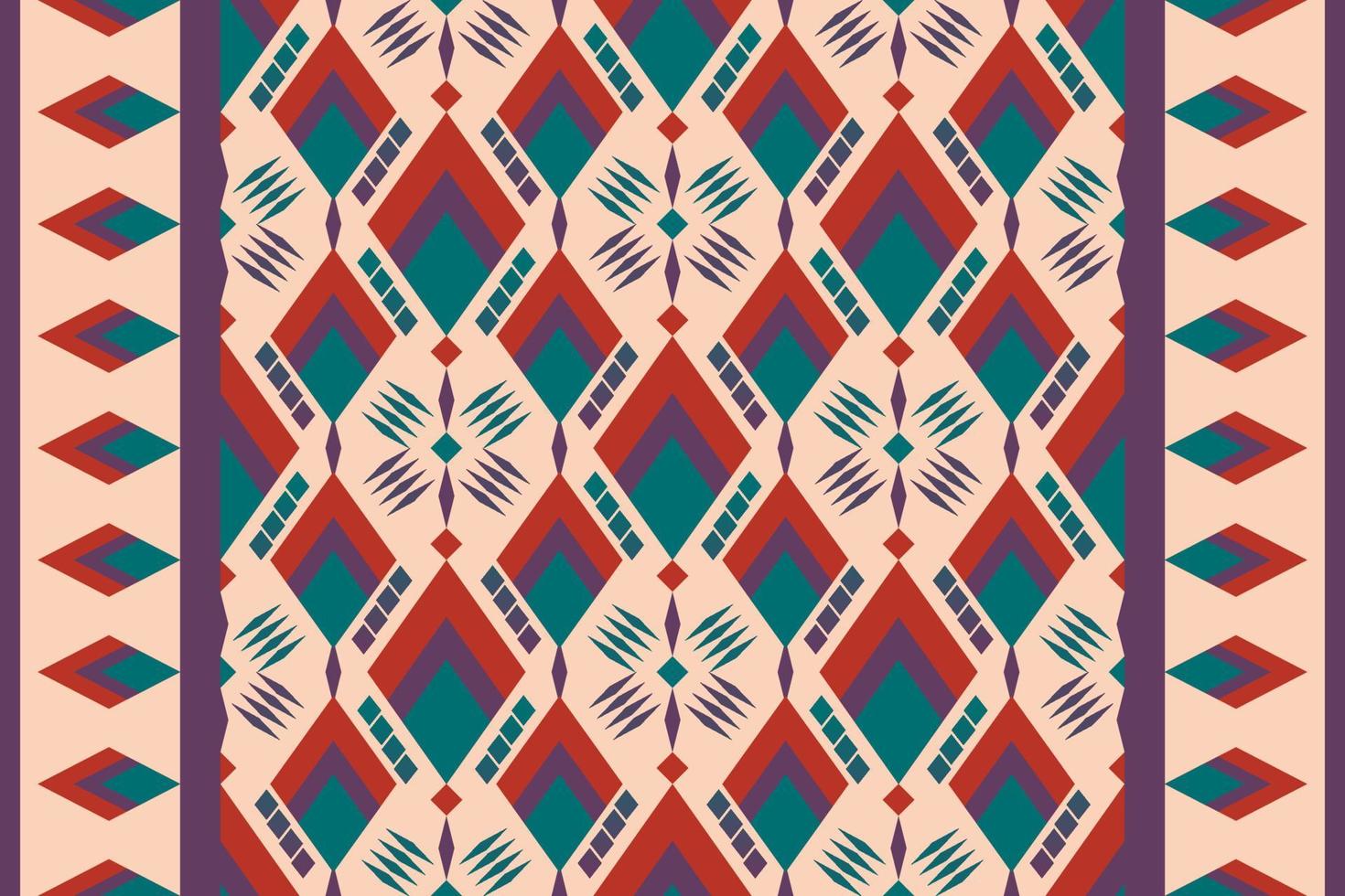 Colorful geometric ethnic seamless pattern design for wallpaper, background, fabric, curtain, carpet, clothing, and wrapping. vector