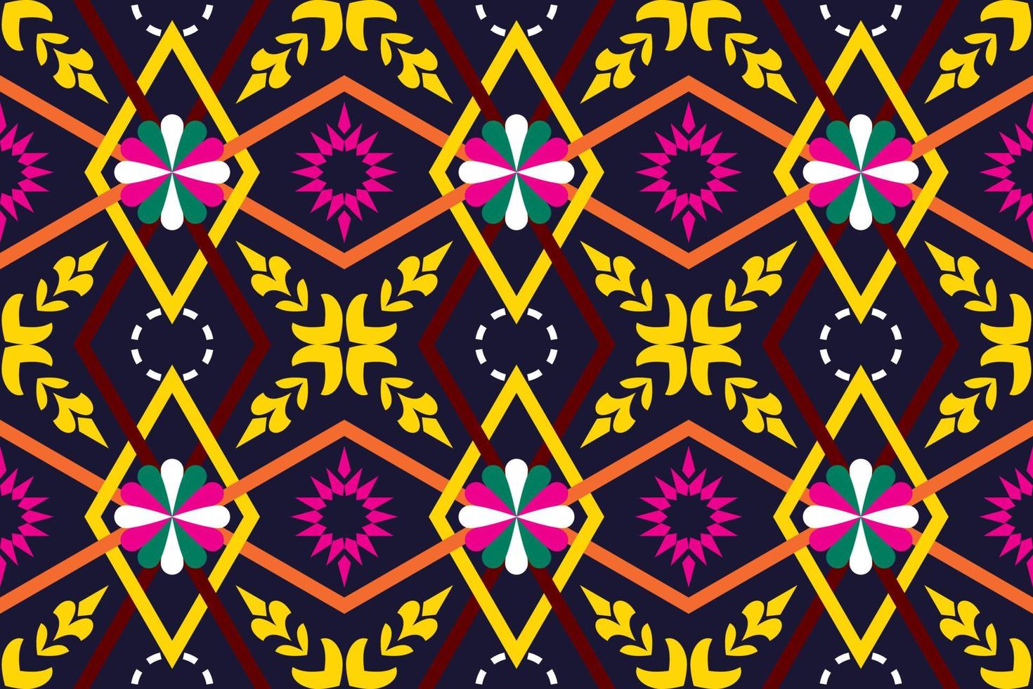 Colorful geometric ethnic seamless pattern design for wallpaper, background, fabric, curtain, carpet, clothing, and wrapping. vector