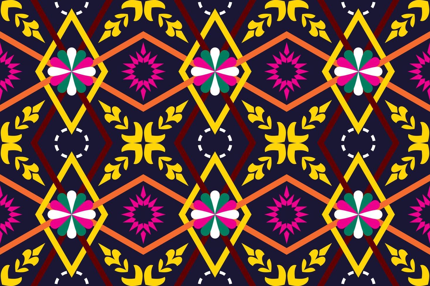 Colorful geometric ethnic seamless pattern design for wallpaper, background, fabric, curtain, carpet, clothing, and wrapping. vector