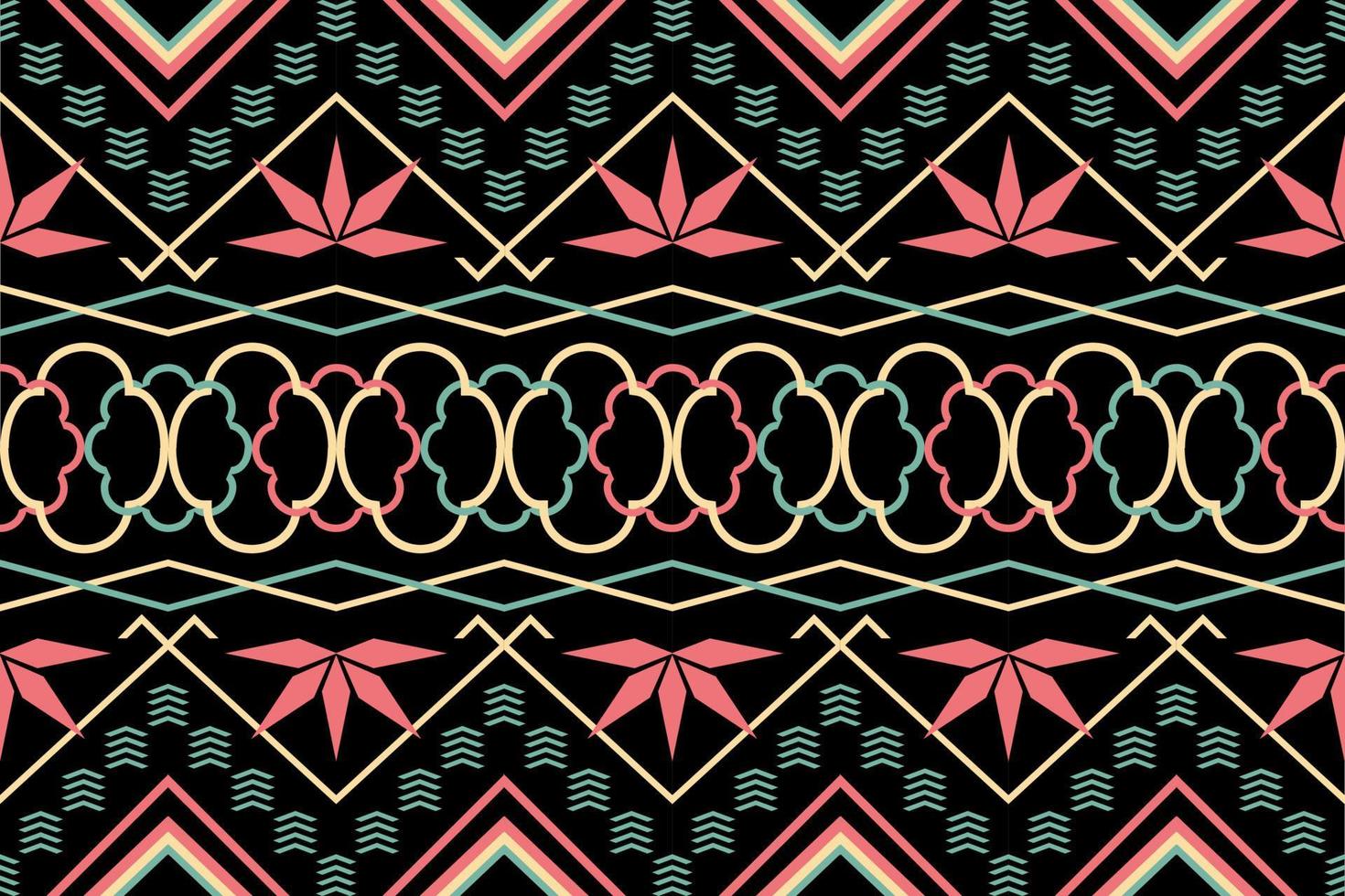 Colorful geometric ethnic seamless pattern design for wallpaper, background, fabric, curtain, carpet, clothing, and wrapping. vector