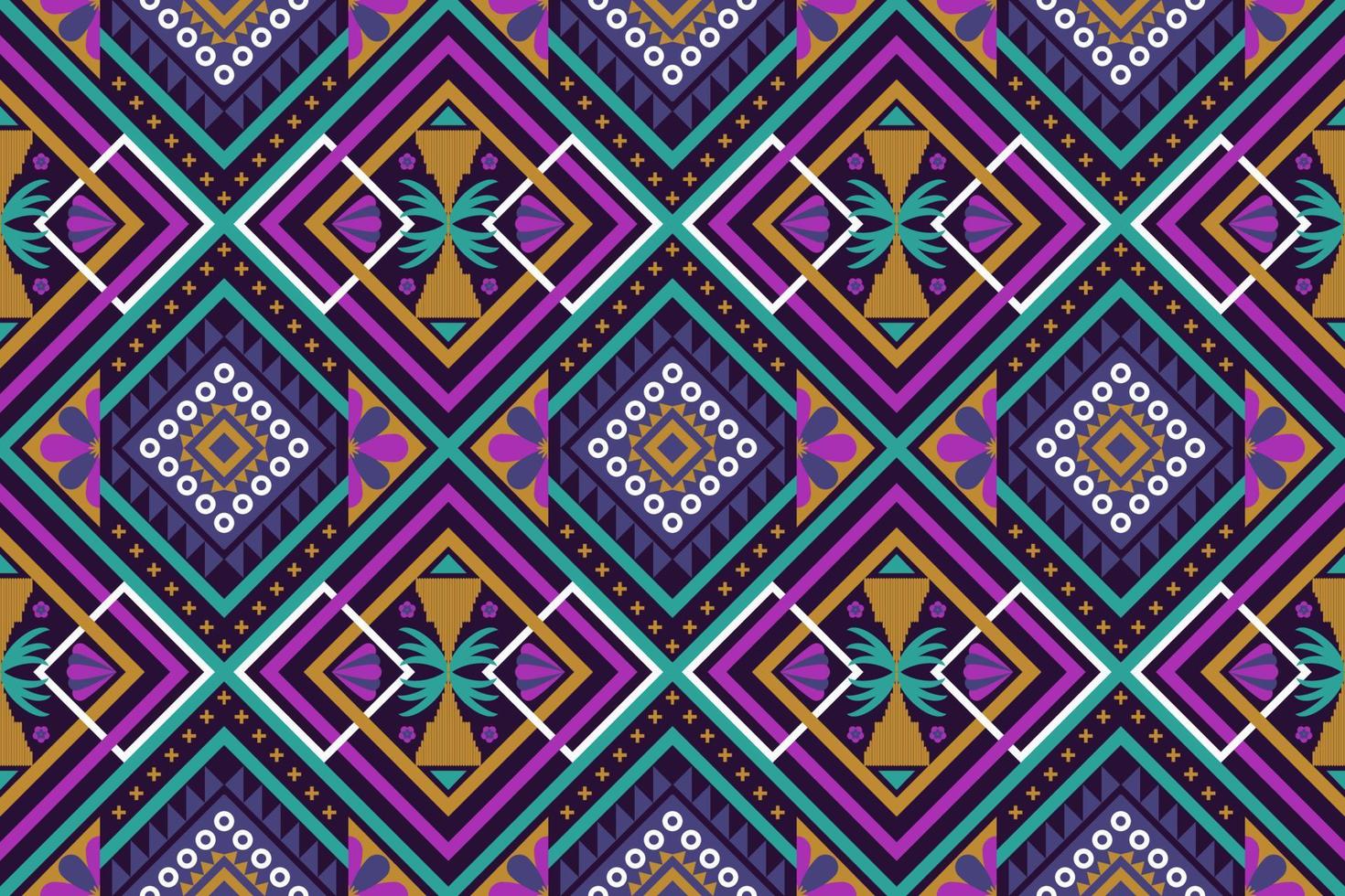 Colorful geometric ethnic seamless pattern design for wallpaper, background, fabric, curtain, carpet, clothing, and wrapping. vector