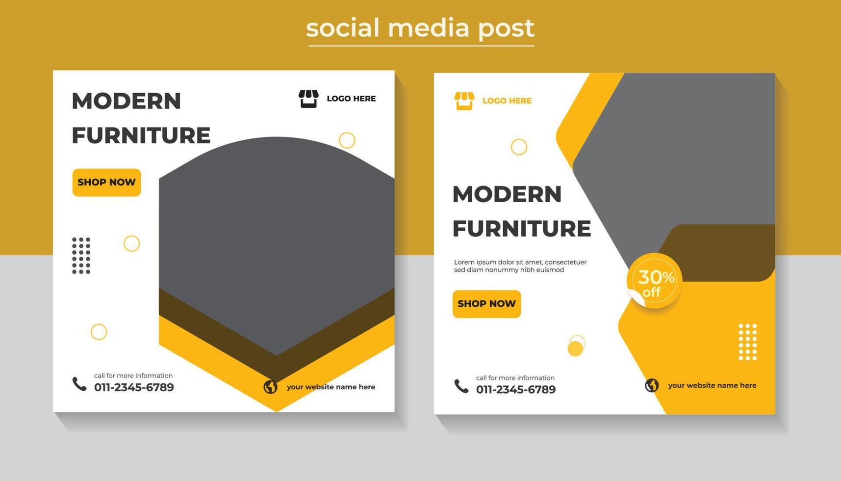 venta de muebles modernos publicación en redes sociales y plantilla de diseño de banner web vector