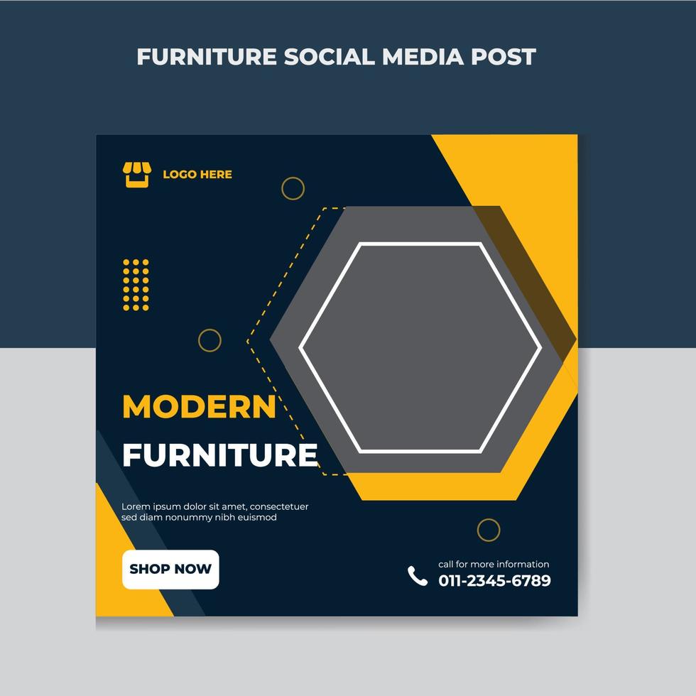 venta de muebles modernos publicación en redes sociales y plantilla de diseño de banner web vector