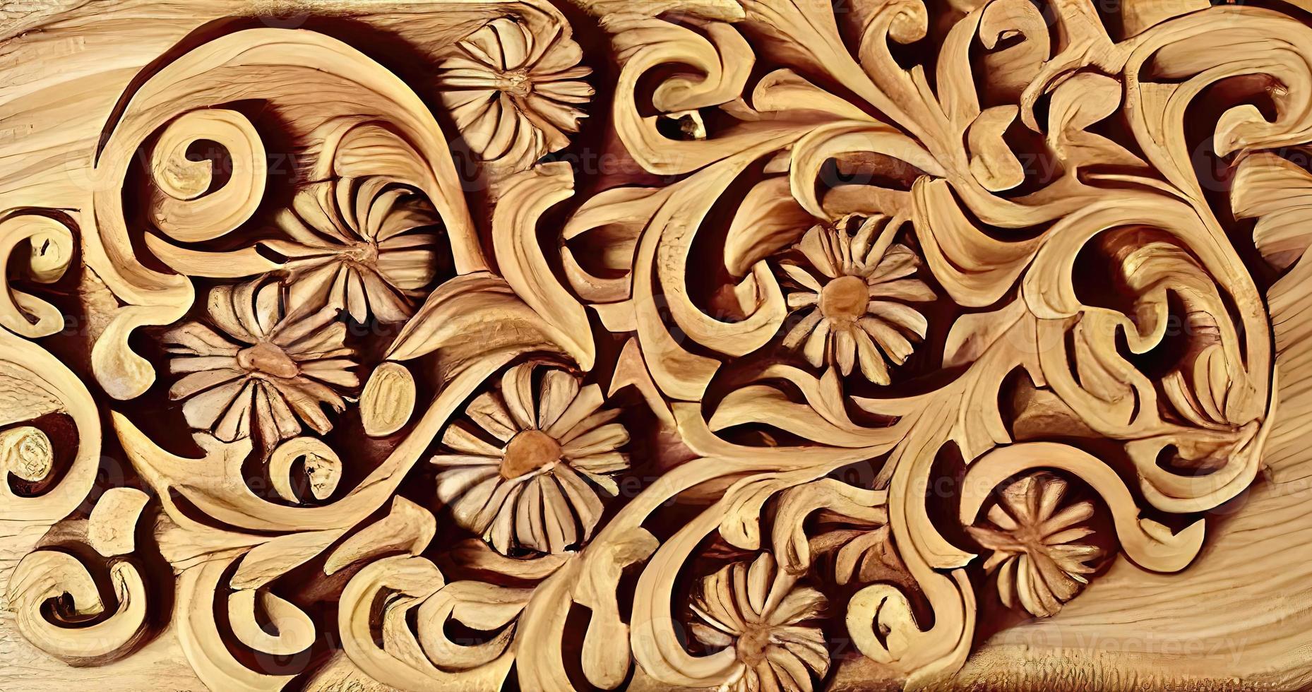 Stunning Wooden Engravings Embodying a Floral Texture photo