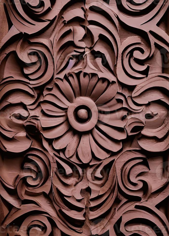 Decorative Architecture Elevated by Wooden Floral Engraving photo