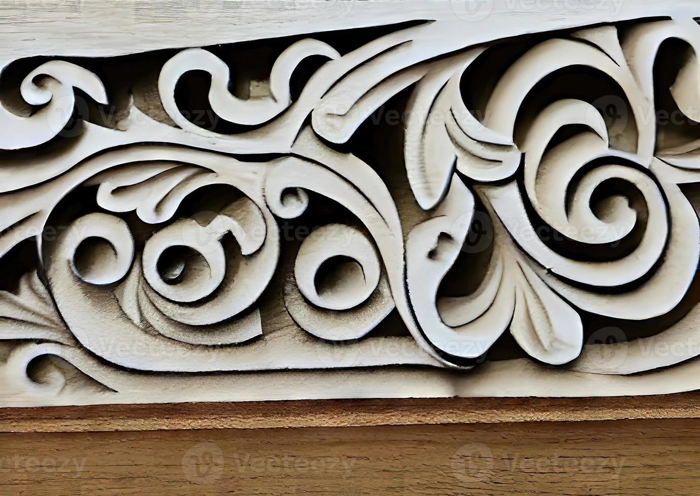 Antique Floral Designs in Ornate Wooden Carvings photo