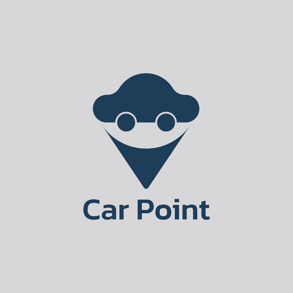 Simple car logo merged with point shape. vector