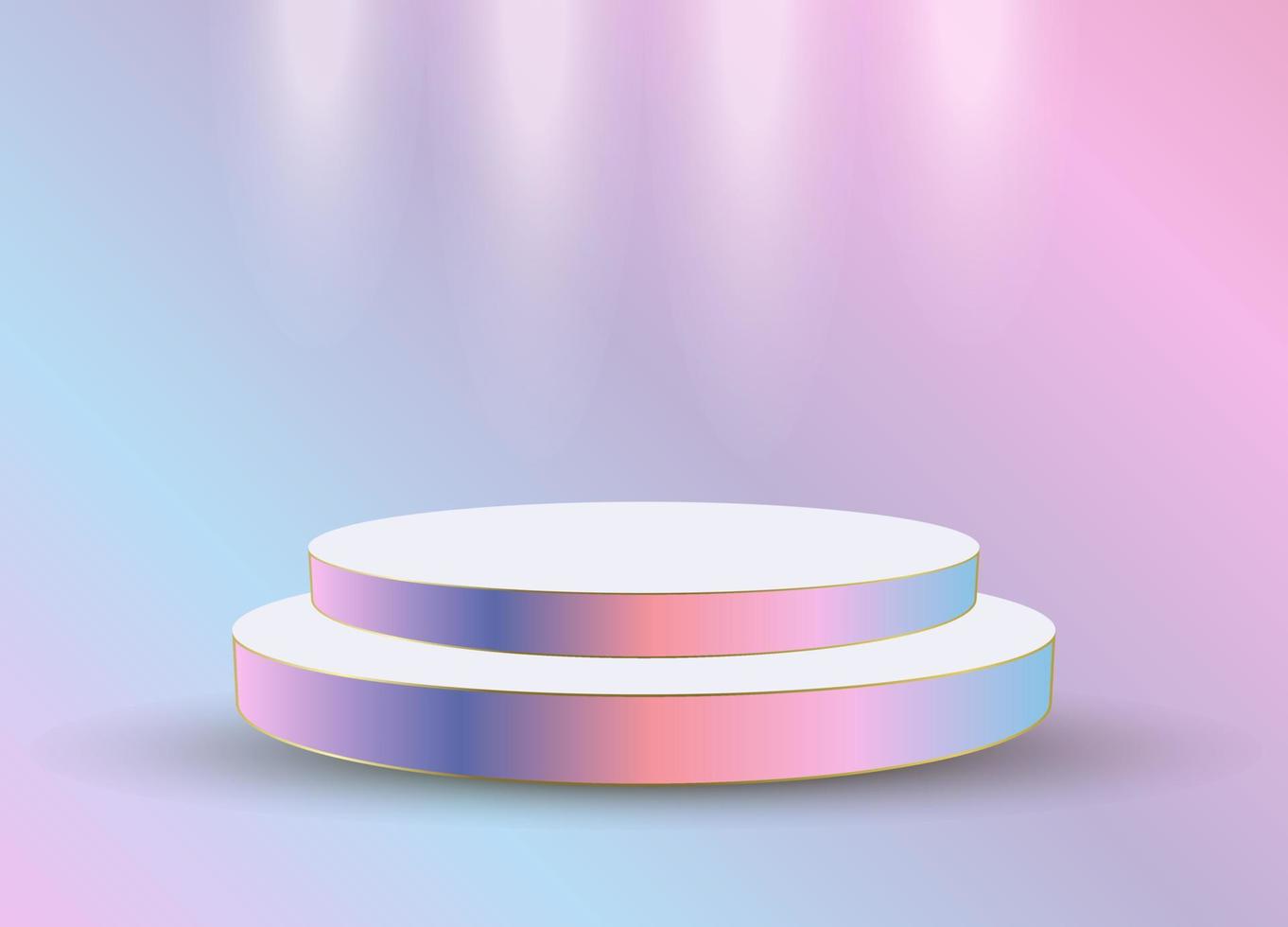A Abstract round podium illuminated with points of spotlight on the top. stage of Award ceremony concept vector