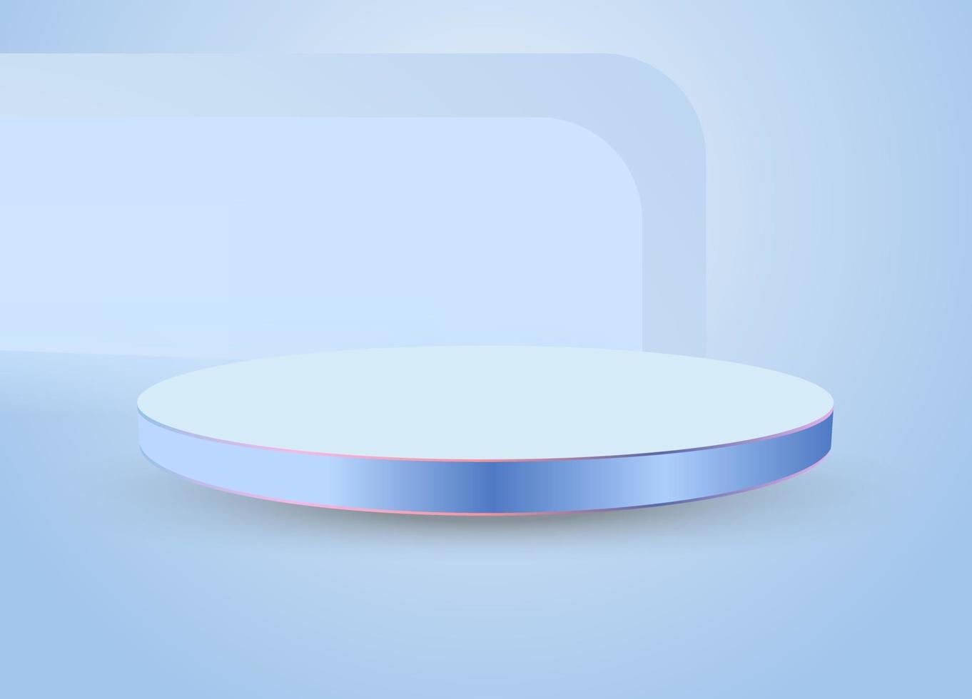 Light blue 3Ds podium illuminated with spotlight on the top in Vector illustration design