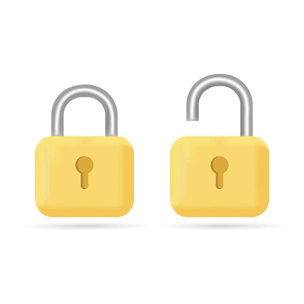 Padlock vector image. The padlock is locked and unlocked