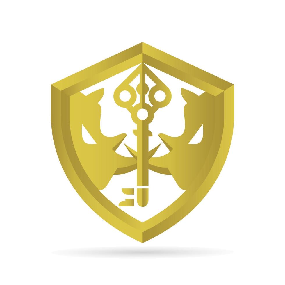 Rhinoceros shield logo with lock. Suitable for companies or organizations security related vector