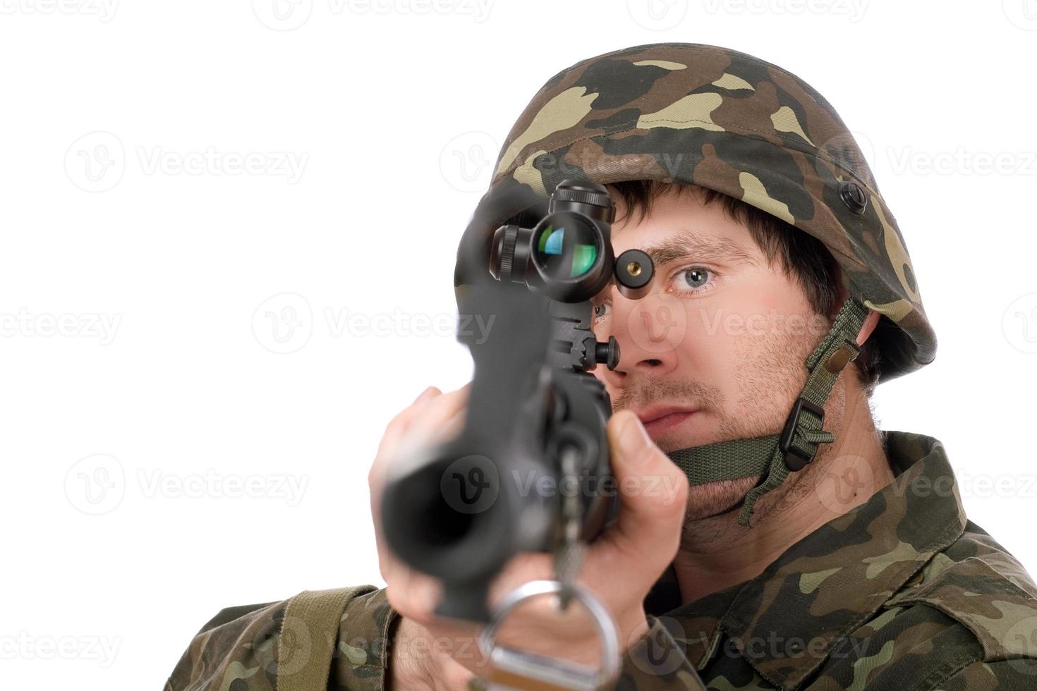 Soldier with svd. Closeup photo