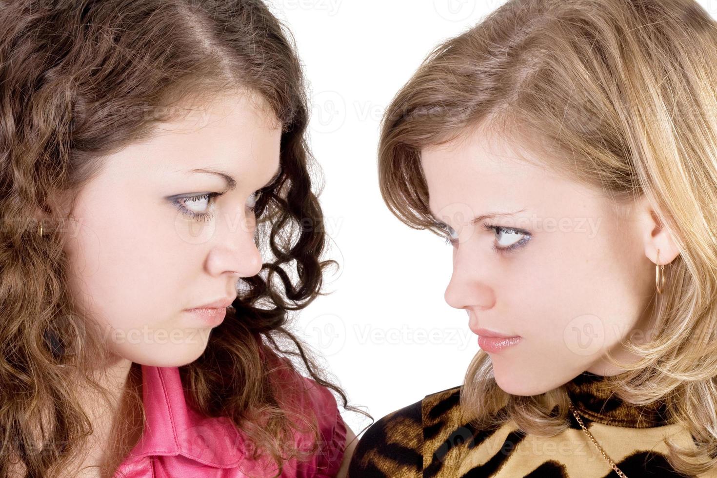 Portrait of the two beauty young women. Isolated photo