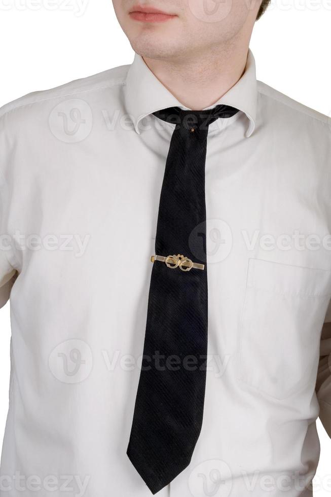 joven con corbata. aislado en blanco foto