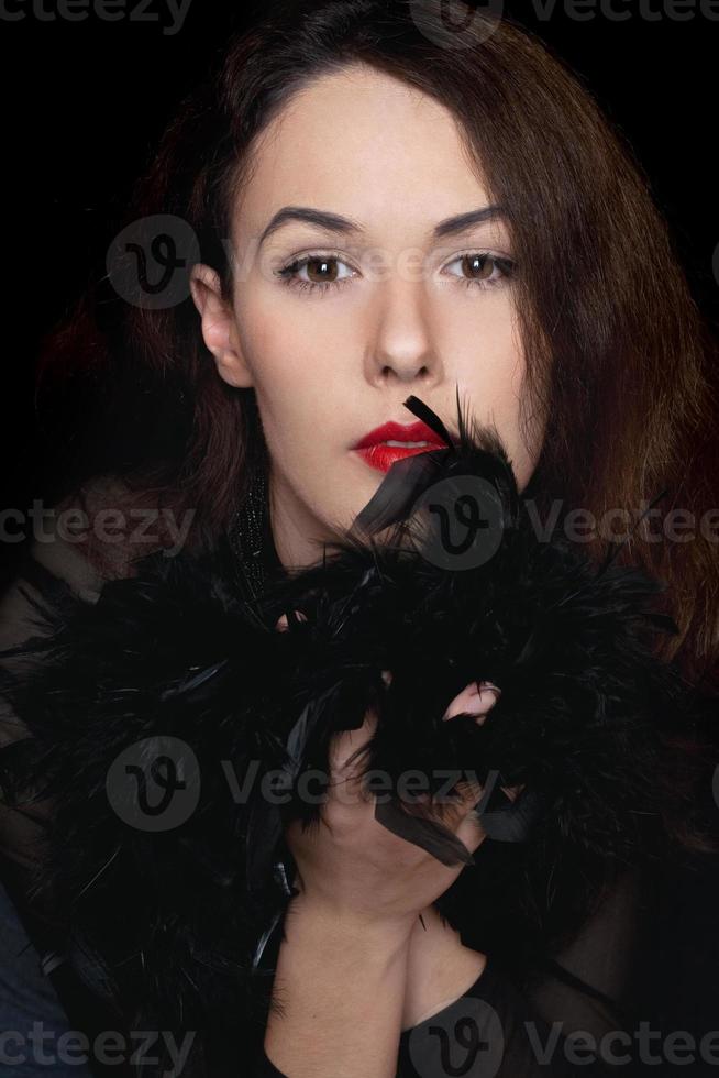 Closeup portrait of young lady. Isolated photo