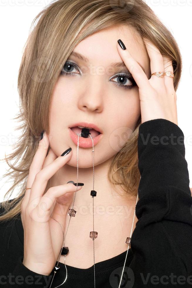 Close-up portrait of sensual young woman photo