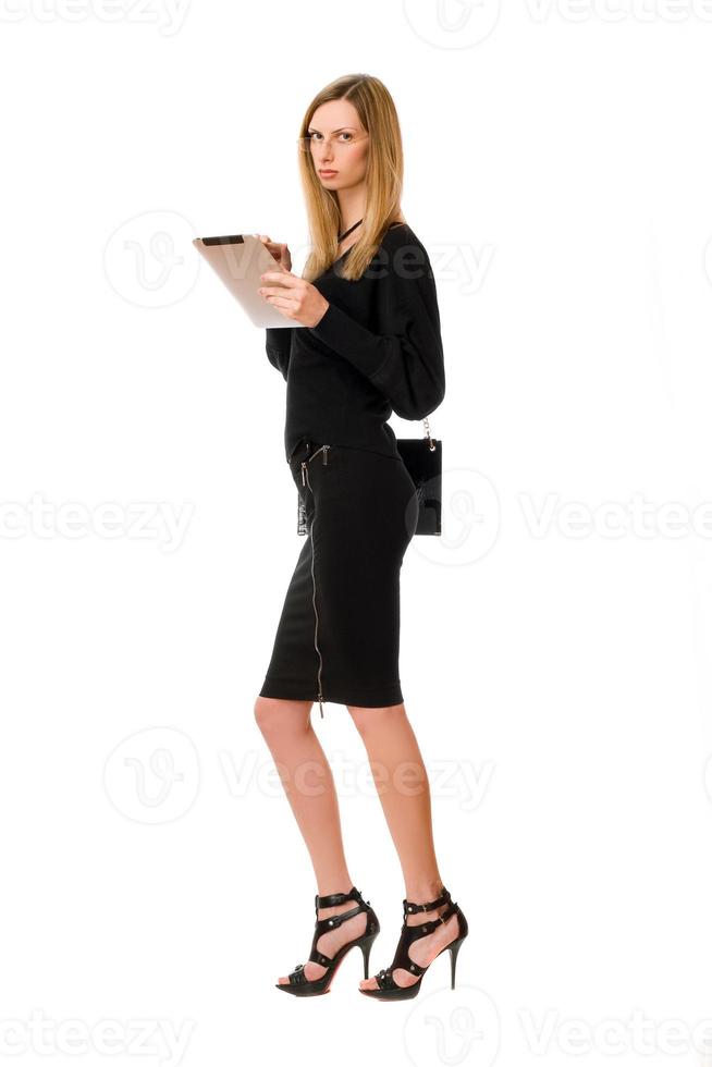 Blonde young woman with the glasses photo